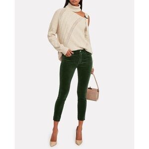 L'AGENCE Margot Green Velvet Skinny Cropped Pants